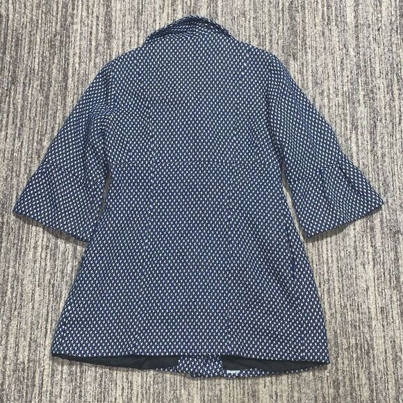 AB Studio Womens Sz 6 Button Front Wool Blend Pea Coat Blue Black White 3/4 Slee - Picture 8 of 9
